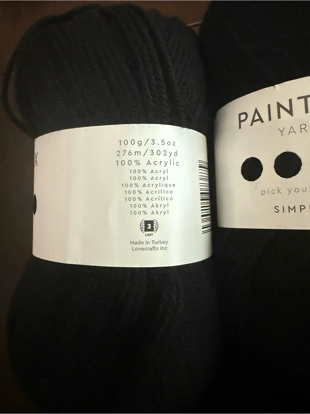 Paintbox Black Yarn - 5 Skeins